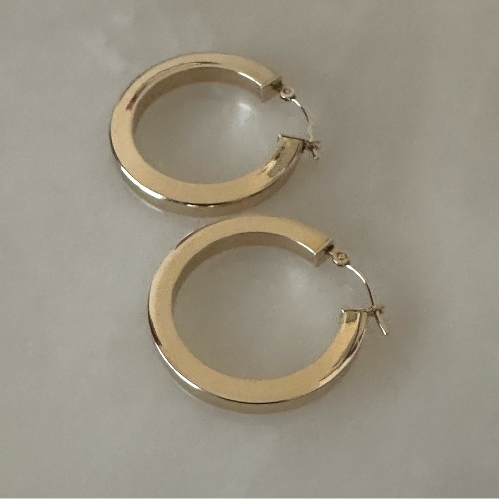 Glossy 14k Solid Gold Hoop Earrings